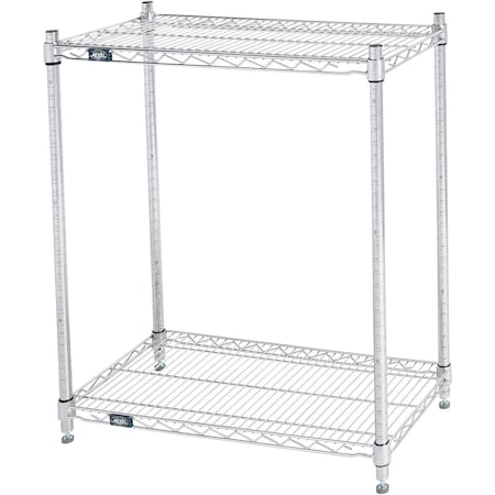 Nexel 2 Shelf, Chrome Wire Shelving Unit, Starter, 30inW x 18inD x 34inH B3124366